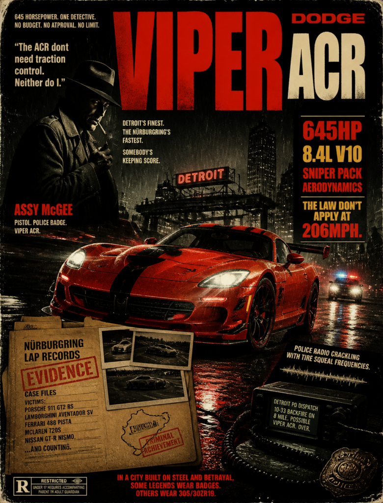 Промпт для создания кинопостера Dodge Viper ACR в стиле нуар