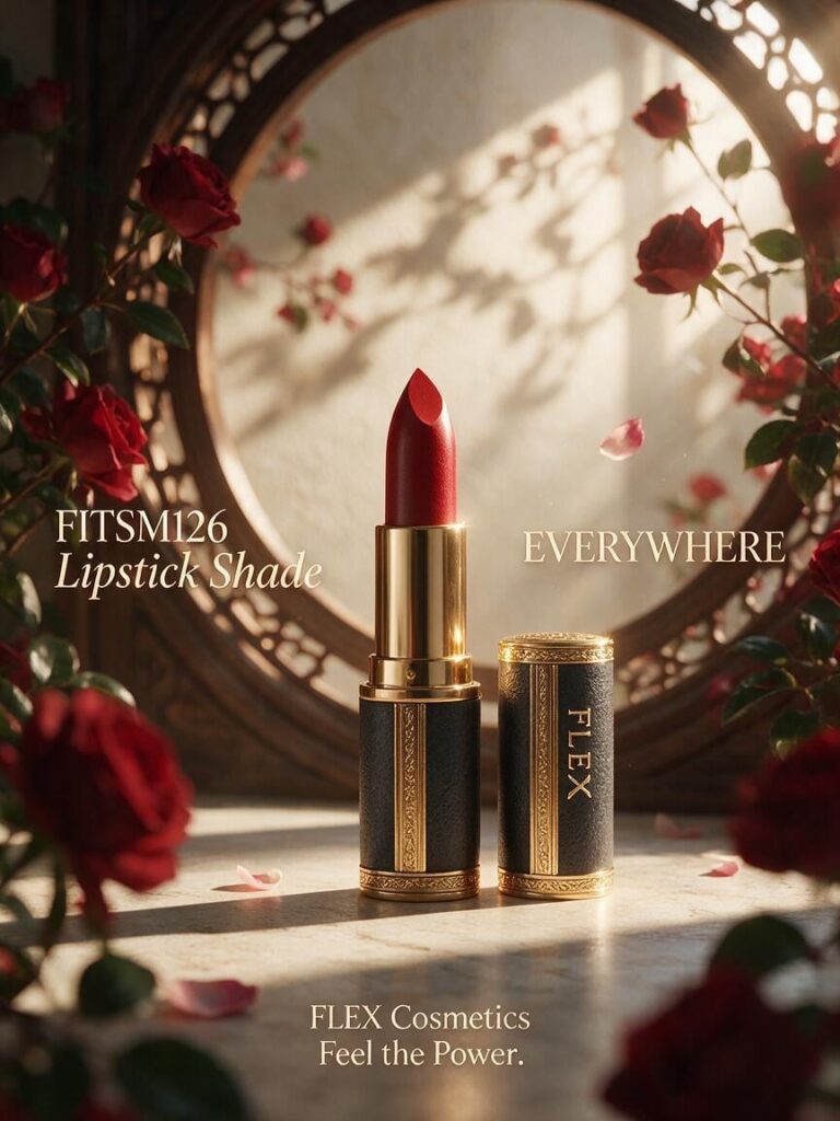 Промпт для фото: премиальная реклама помады FLEX Cosmetics