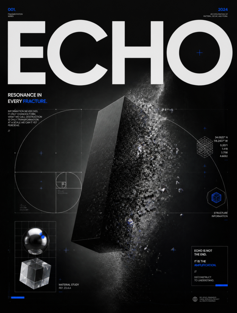 Промпт для создания кинопостера ECHO в стиле швейцарского дизайна