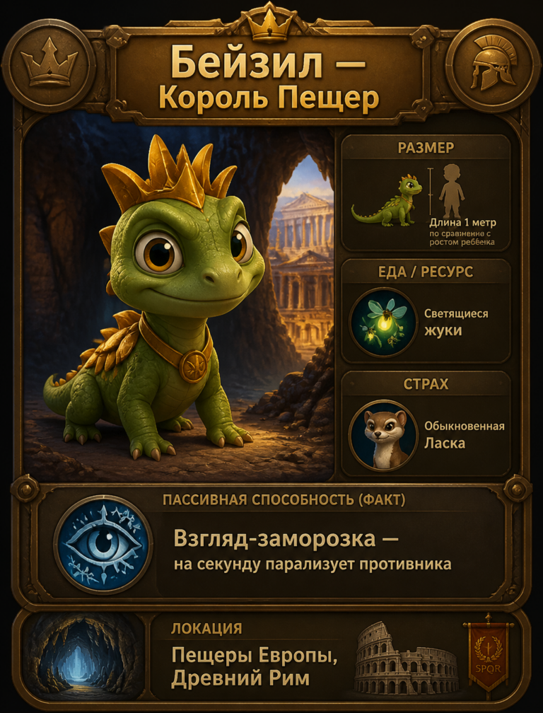 Промпт для создания Бейзила — короля пещер в стиле Pixar 3D