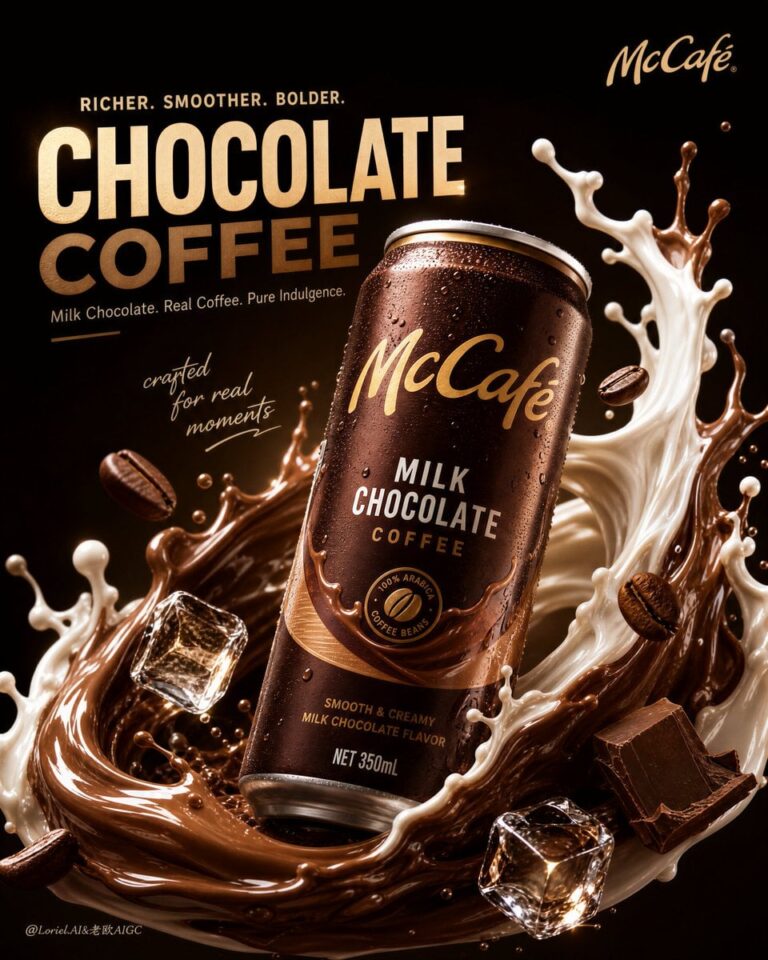 Промпт для создания кинопостера McCafé с напитком