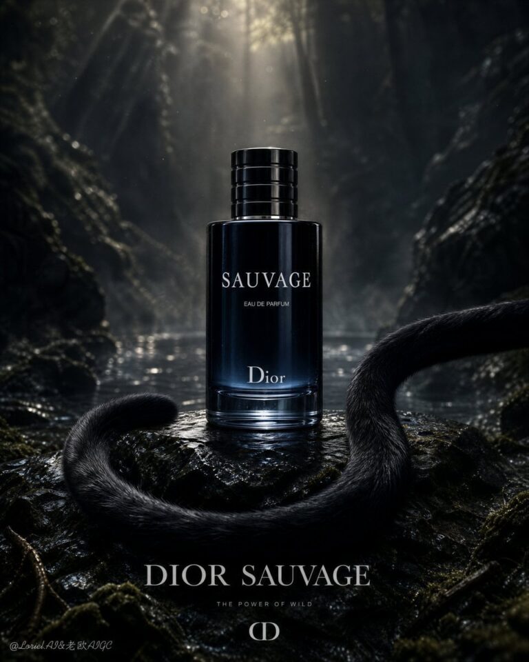 Промпт для создания кинопостера Dior Sauvage с пантерой