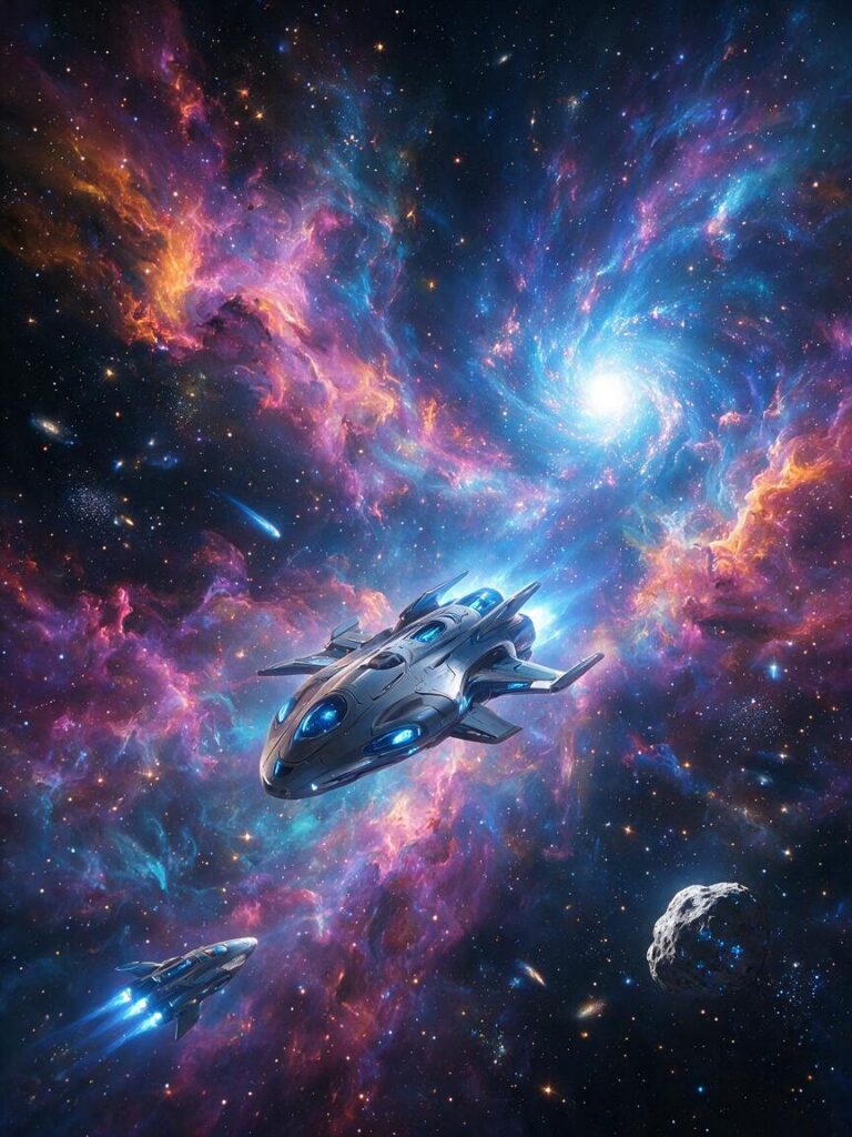 Промпт для генерации изображений: футуристический вид космоса