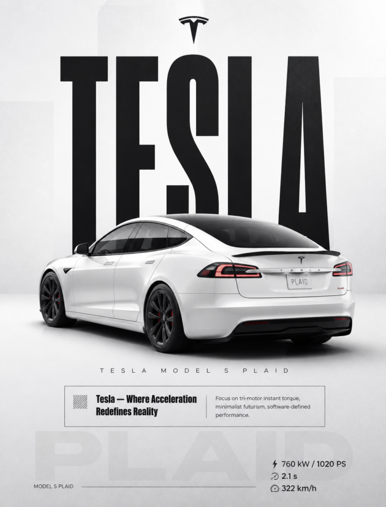 Создание студийного визуального контента для Tesla Model S Plaid