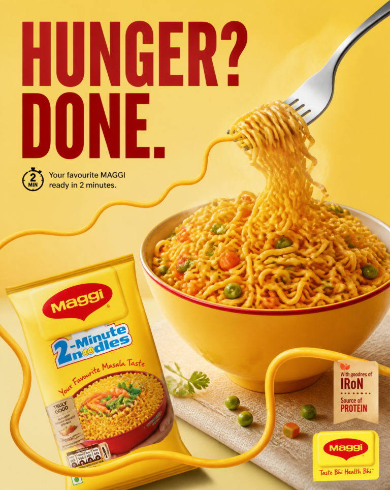 Промпт для создания кинопостера Maggi: стиль премиальной рекламы