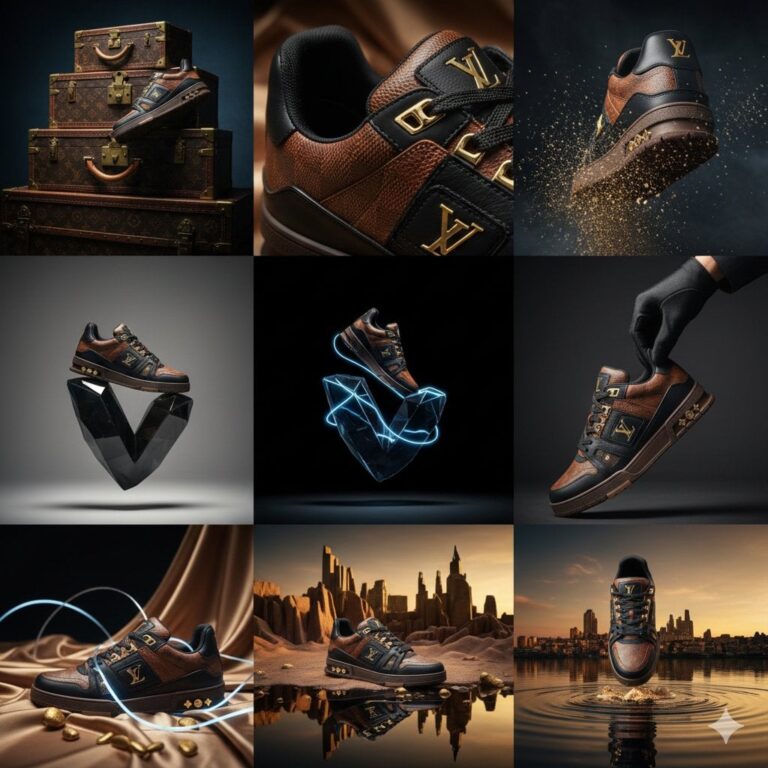 Промпт для нейросети: создание фото люксовых кроссовок Louis Vuitton