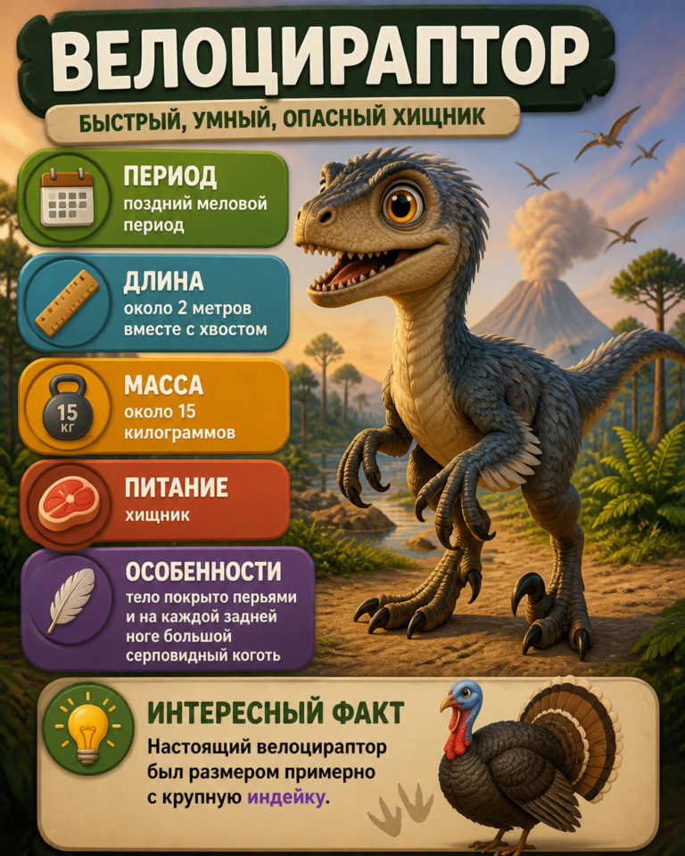 Создание 3D-инфографики о велоцирапторе в стиле Pixar
