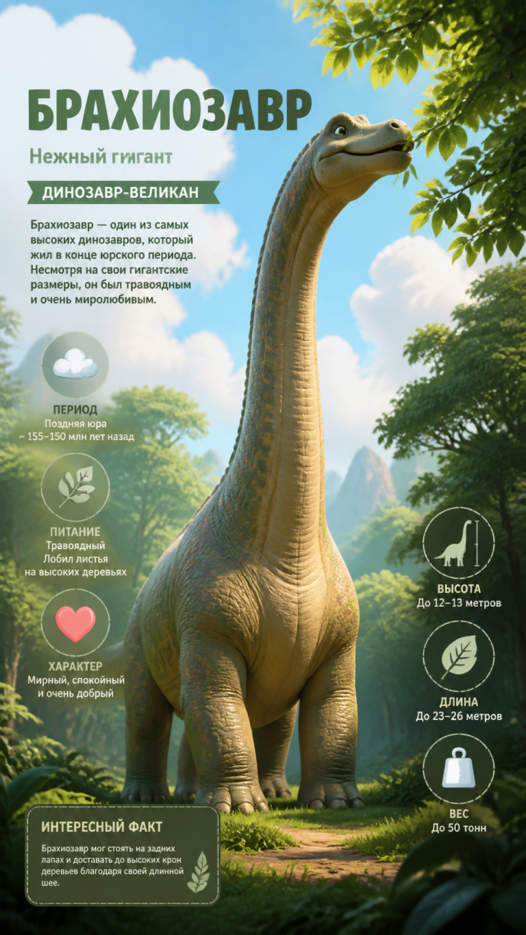 Создание 3D-иллюстрации брахиозавра в стиле Pixar