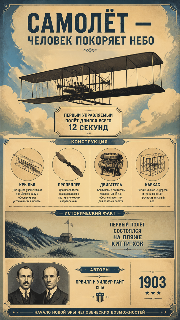Как создать винтажный постер с первым самолетом братьев Райт