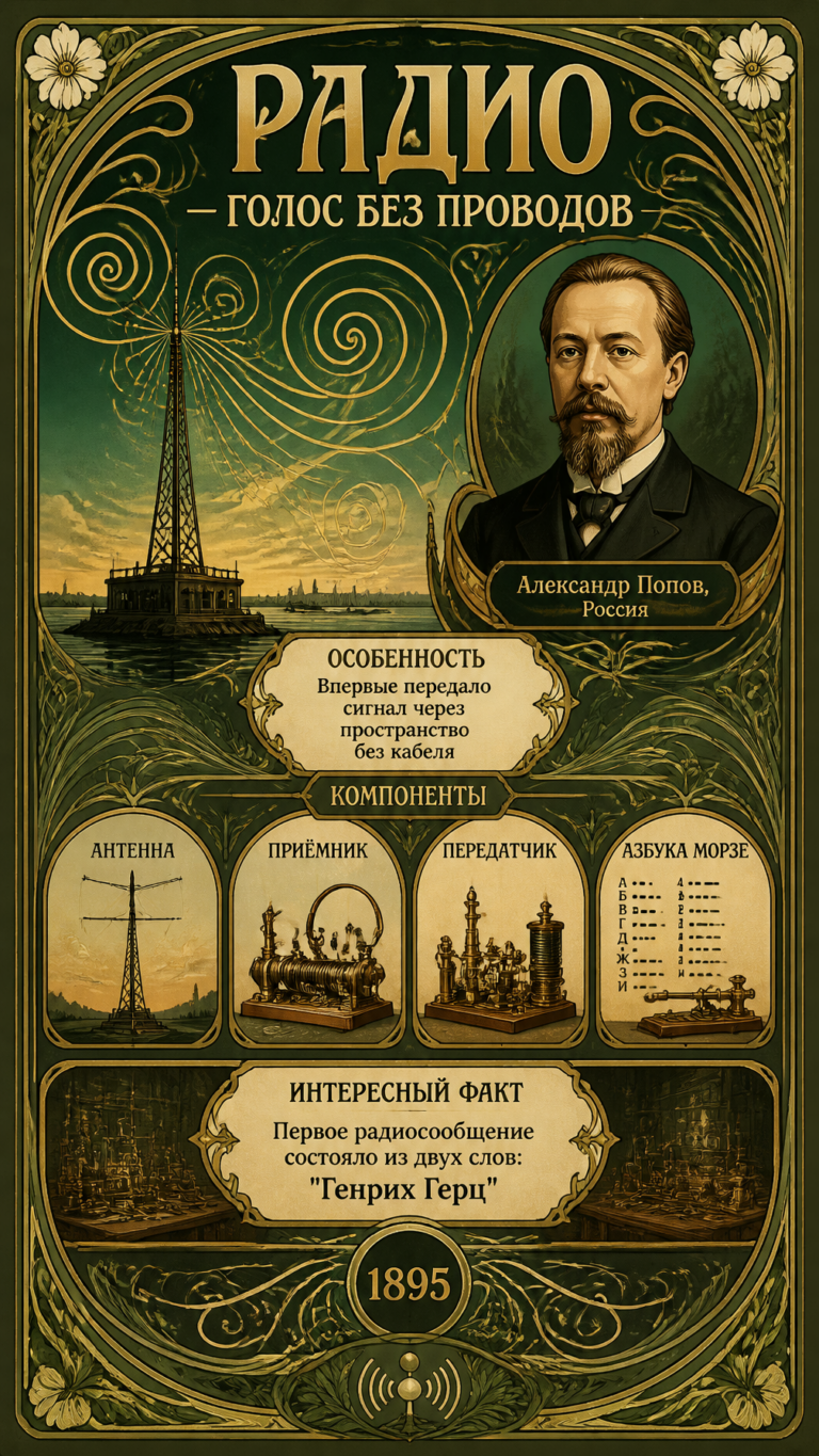 Иллюстрация радио в стиле ар-нуво: создание исторического плаката