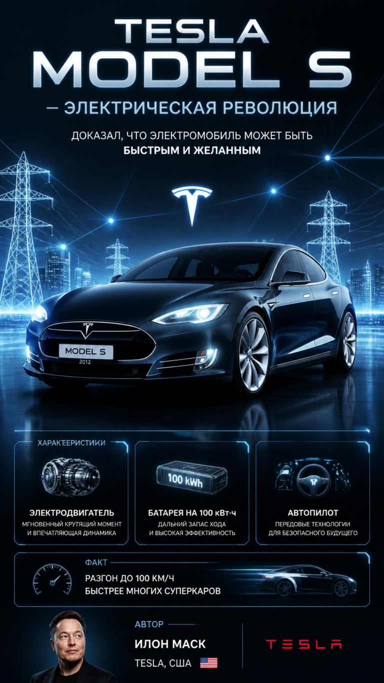 Футуристичный цифровой минимализм: Tesla Model S (2012) в визуальном искусстве