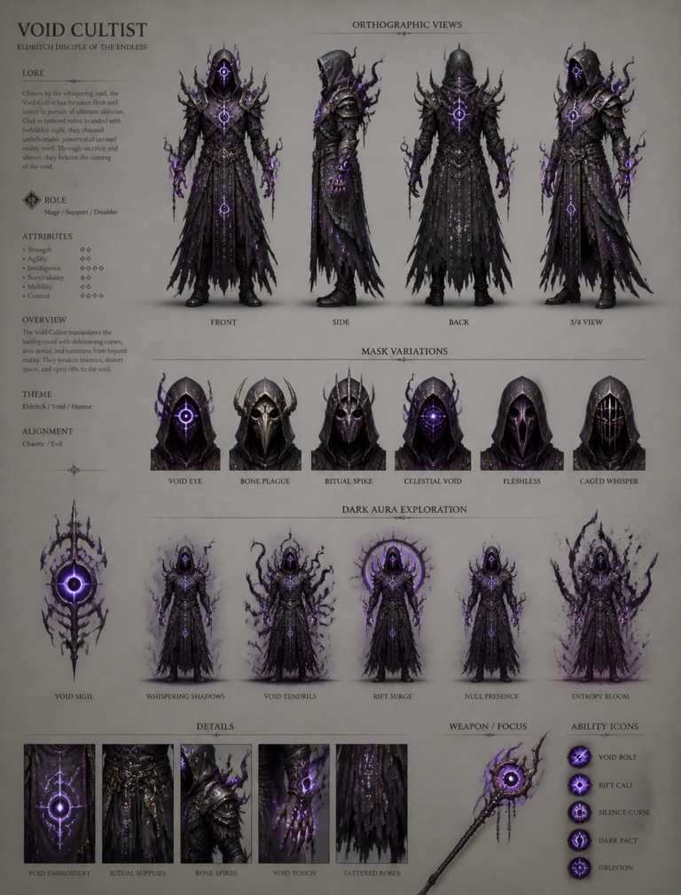 Создание персонажа Void Cultist: руководство по дизайну для темного фэнтези