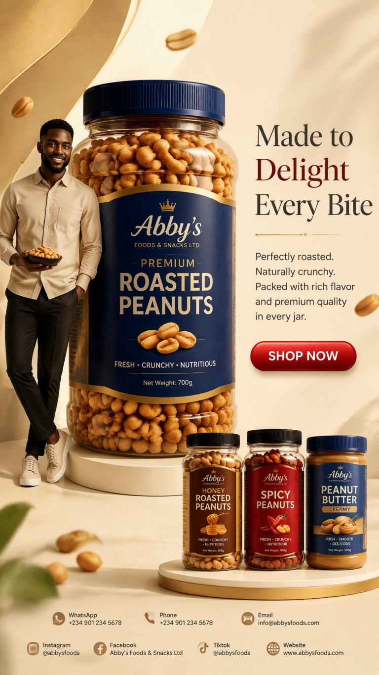 Промпт для фото премиальной рекламы арахиса Abby’s Foods