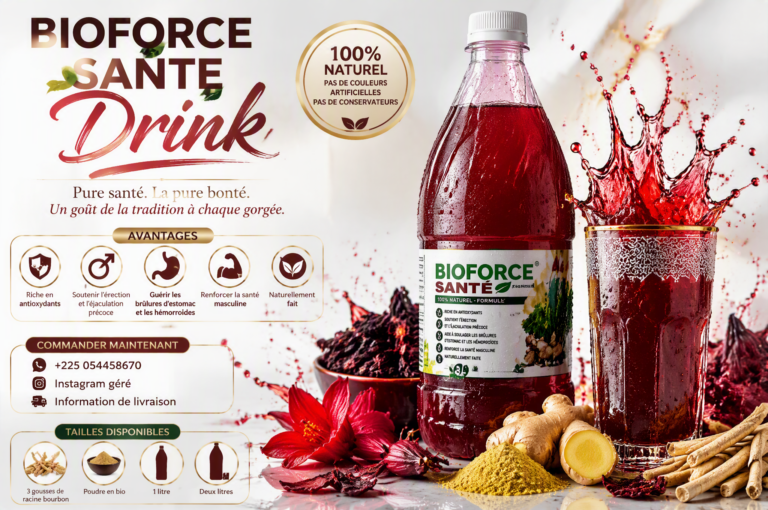 Промпт для фото: рекламная композиция напитка Bioforce Santé