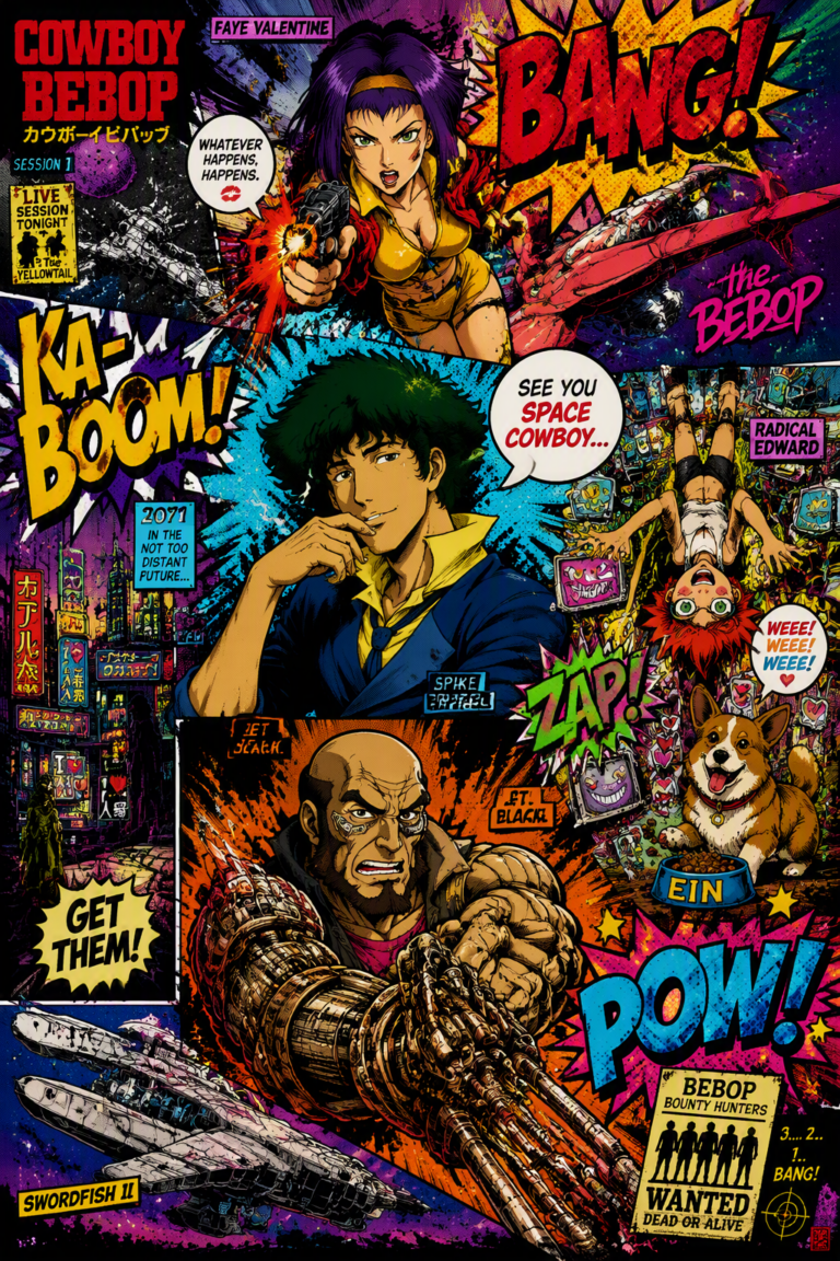Промпт для генерации изображений в стиле поп-арт Cowboy Bebop