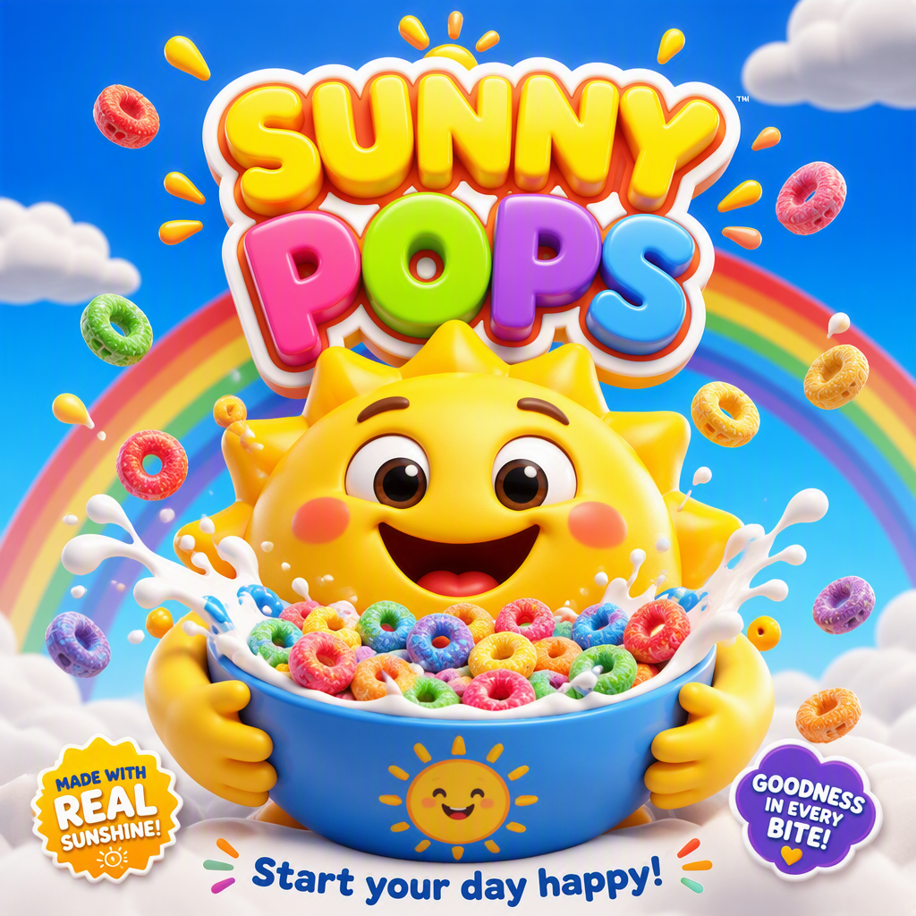 Промпт для создания кинопостера: весёлая реклама "SUNNY POPS"