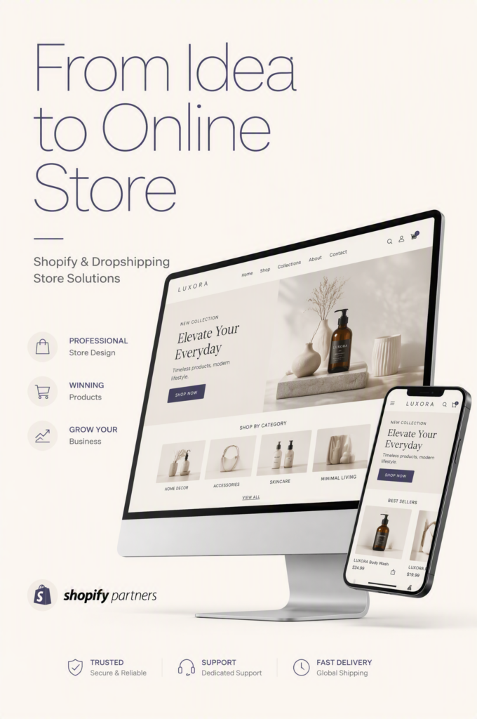 Промпт для создания минималистичного рекламного визуала Shopify