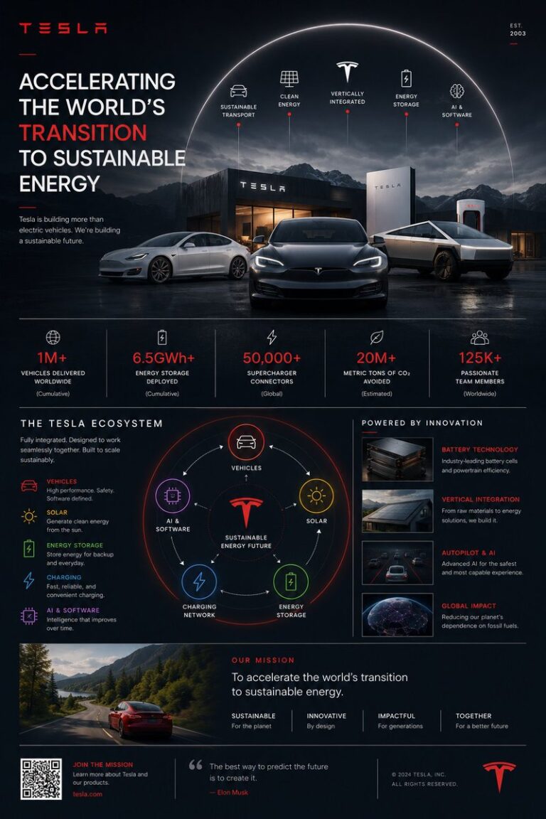 Проект инфографики экосистемы Tesla: визуальный стиль и структура