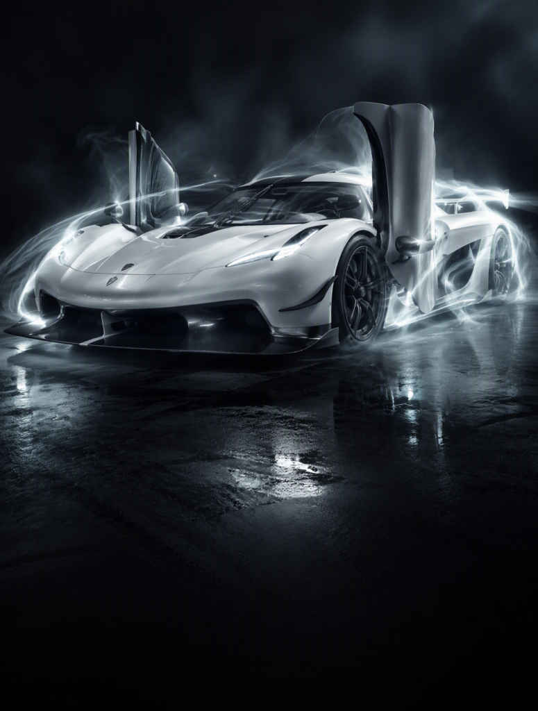 Промпт для создания кинопостера с гиперкаром Koenigsegg