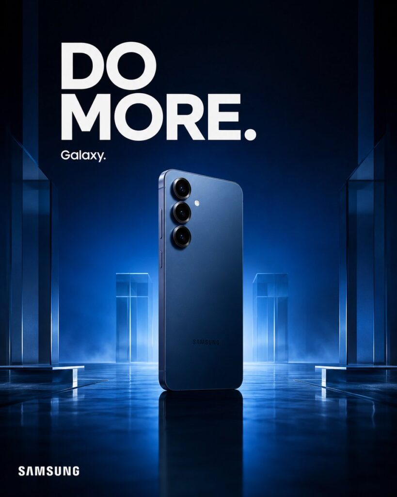 Промпт для фото Samsung Galaxy в стиле рекламной кампании
