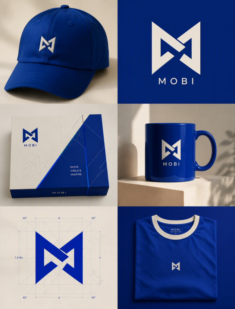 Промпт для фото: презентация айдентики бренда MOBI