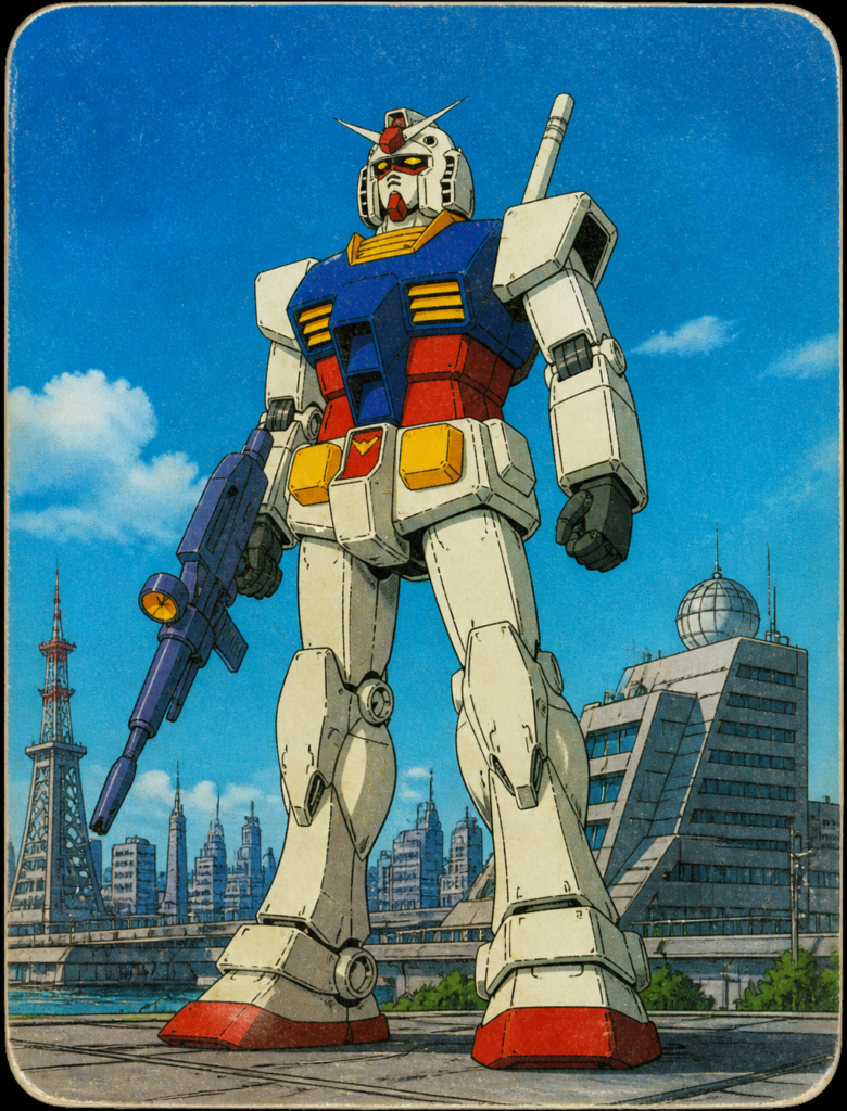 Промпт для генерации изображений RX-78-2 в стиле винтажного вкладыша