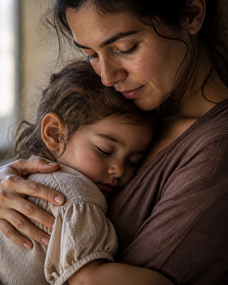 Промпт для фото: трогательный портрет матери и ребенка