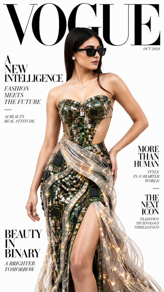 Промпт для фото обложки журнала Vogue: стиль haute couture
