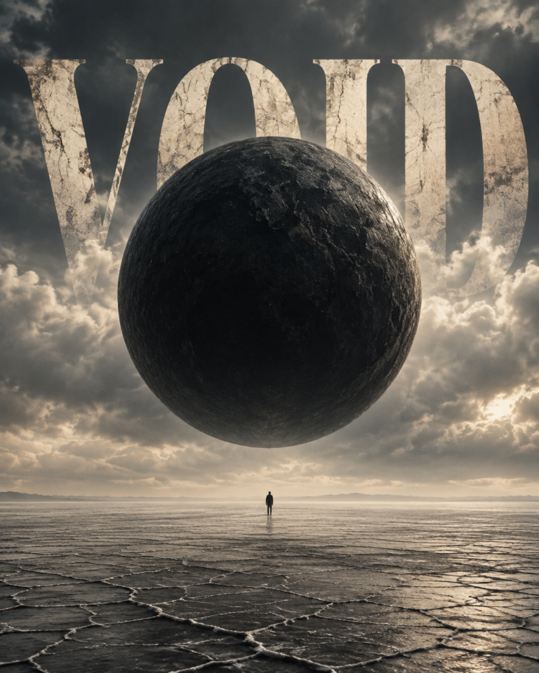 Промпт для фото: минимализм и чёрная сфера VOID