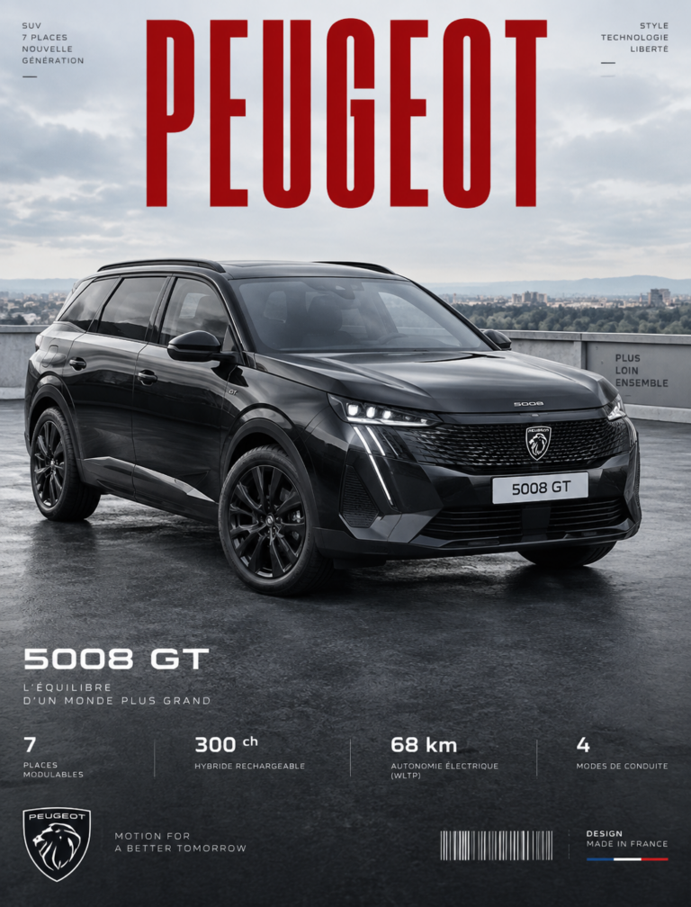 Промпт для генерации изображений Peugeot 5008 GT на крыше