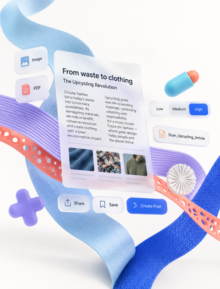 Промпт для фото: 3D визуализация концепции апсайклинга